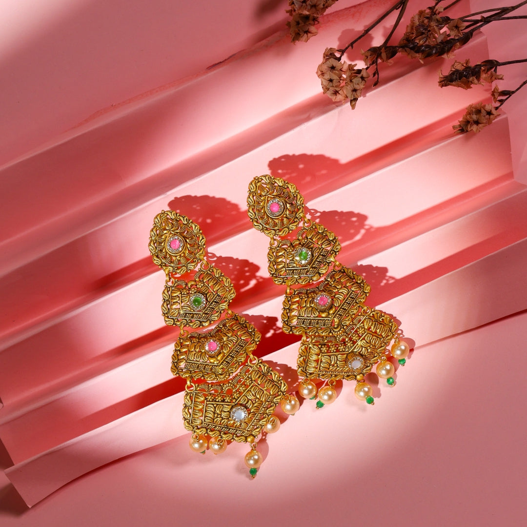 Evergreen Pearl Drop Chaand Balis