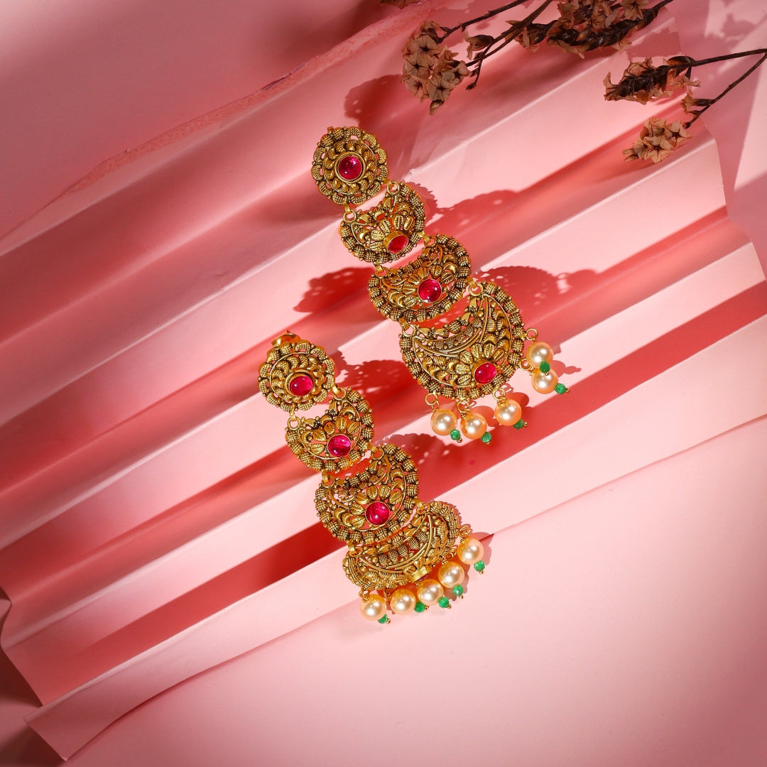 Dazzling Red Chaand Balis