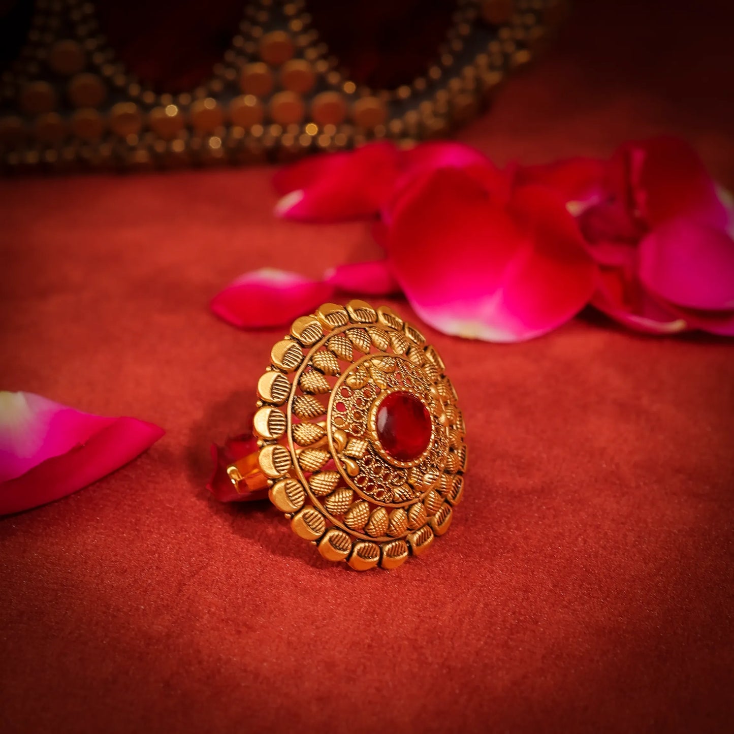 Crimson Filigree Ring