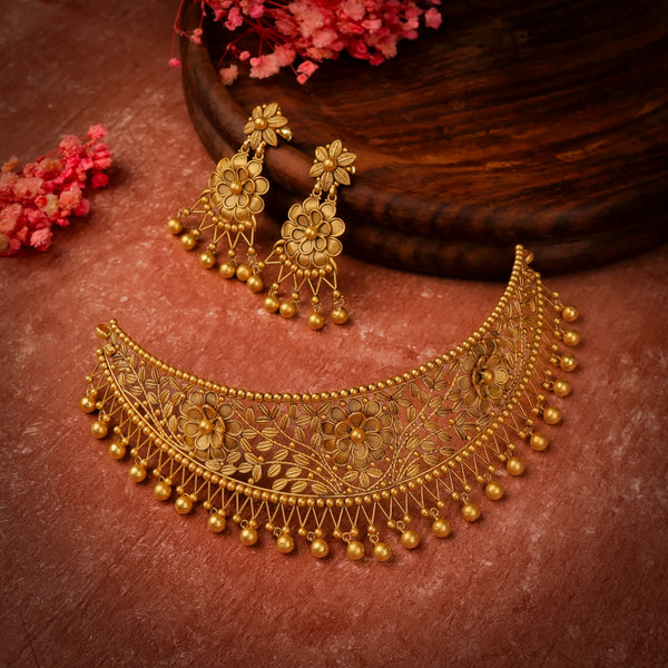 Crescent Floral Choker